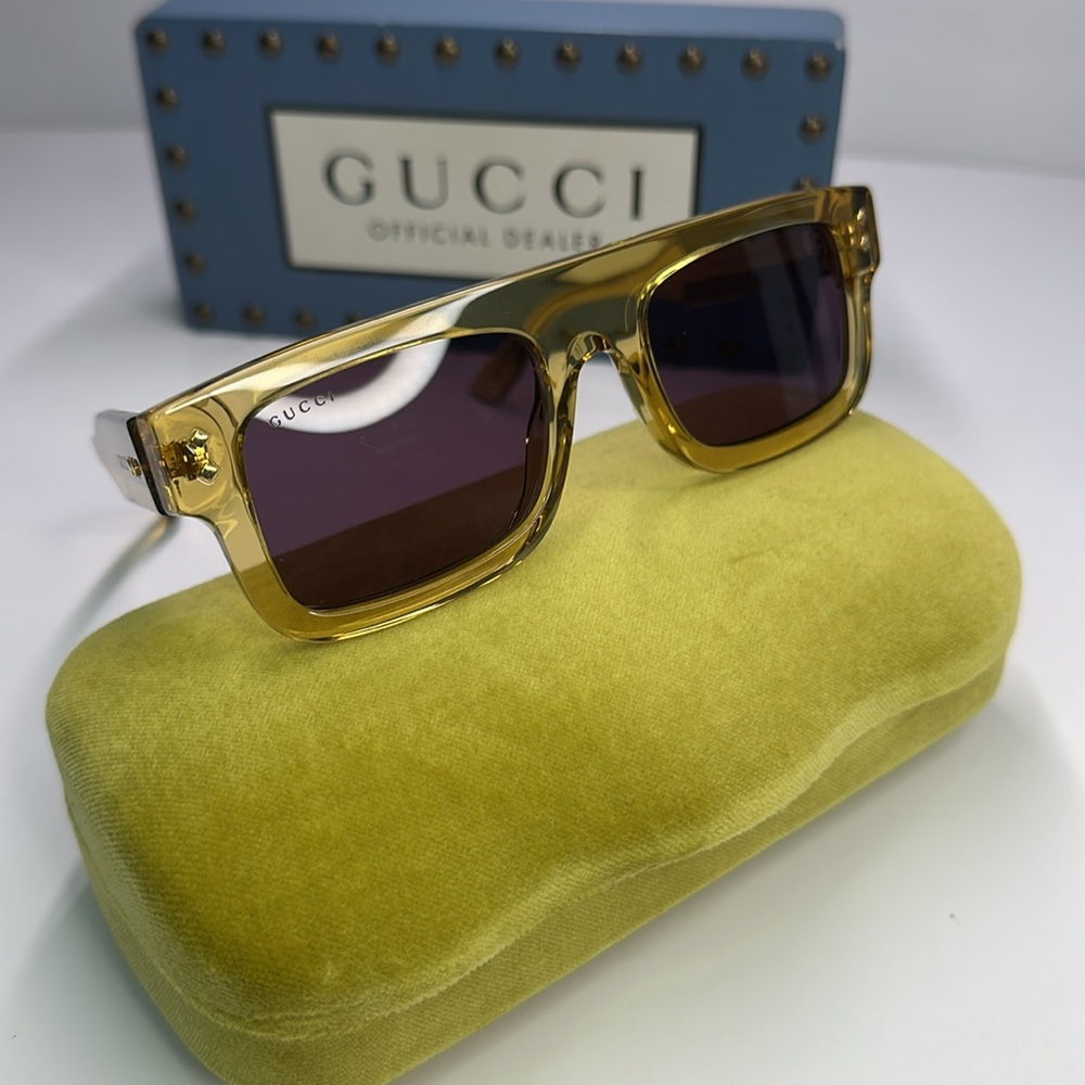 💯- New Authentic GUCCI GG1085S Trendy Sunglasses – Vibrant Yellow and Grey - Picture 3 of 14